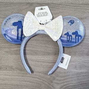 Disney Parks Star Wars Hoth Ears Headband Blue White - NEW